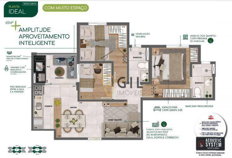 Apartamento à venda com 2 quartos, 65m² - Foto 2