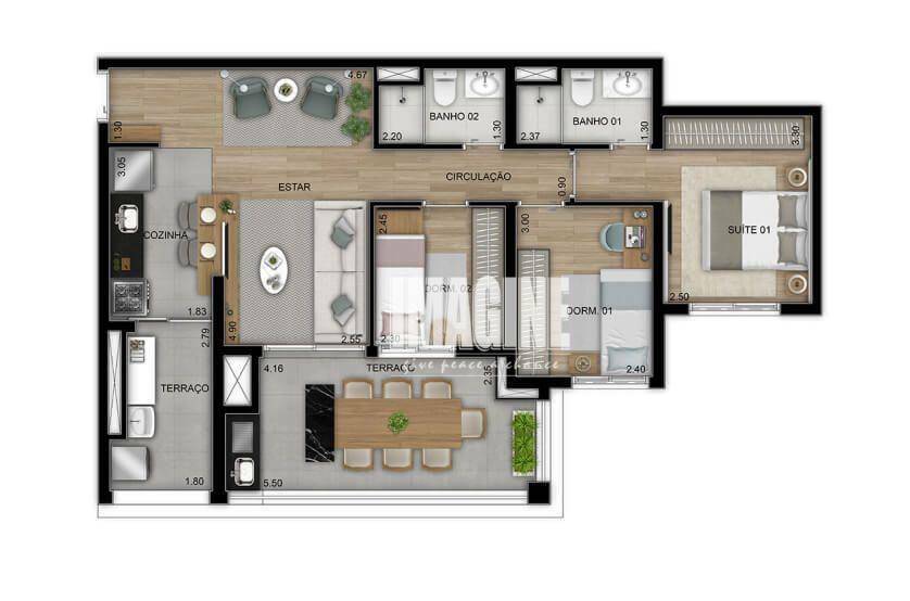 Apartamento à venda com 3 quartos, 84m² - Foto 3