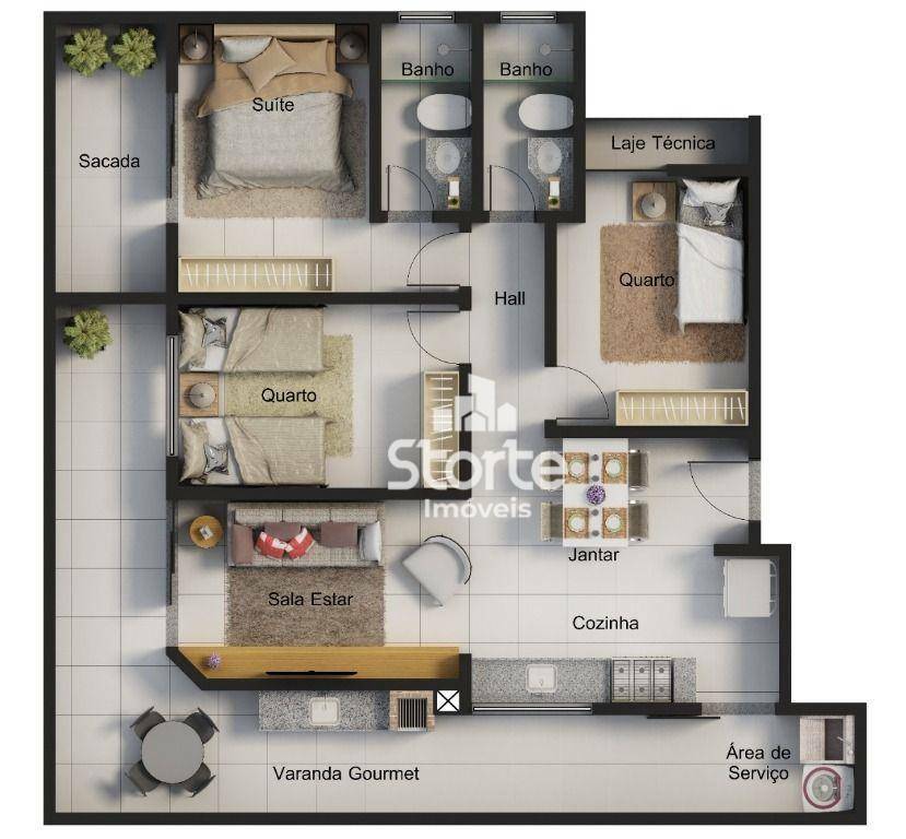 Apartamento à venda com 3 quartos, 84m² - Foto 8