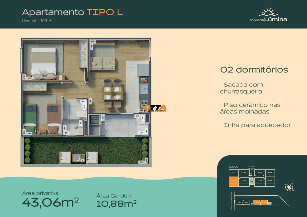 Apartamento à venda com 2 quartos, 43m² - Foto 3