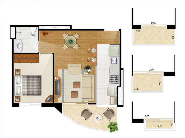 Apartamento à venda com 1 quarto, 38m² - Foto 2