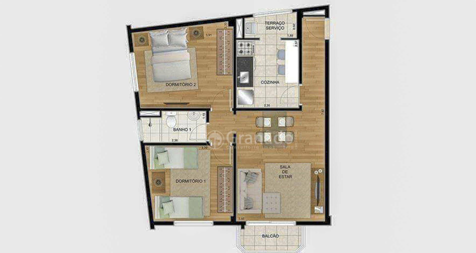 Apartamento à venda com 2 quartos, 62m² - Foto 2