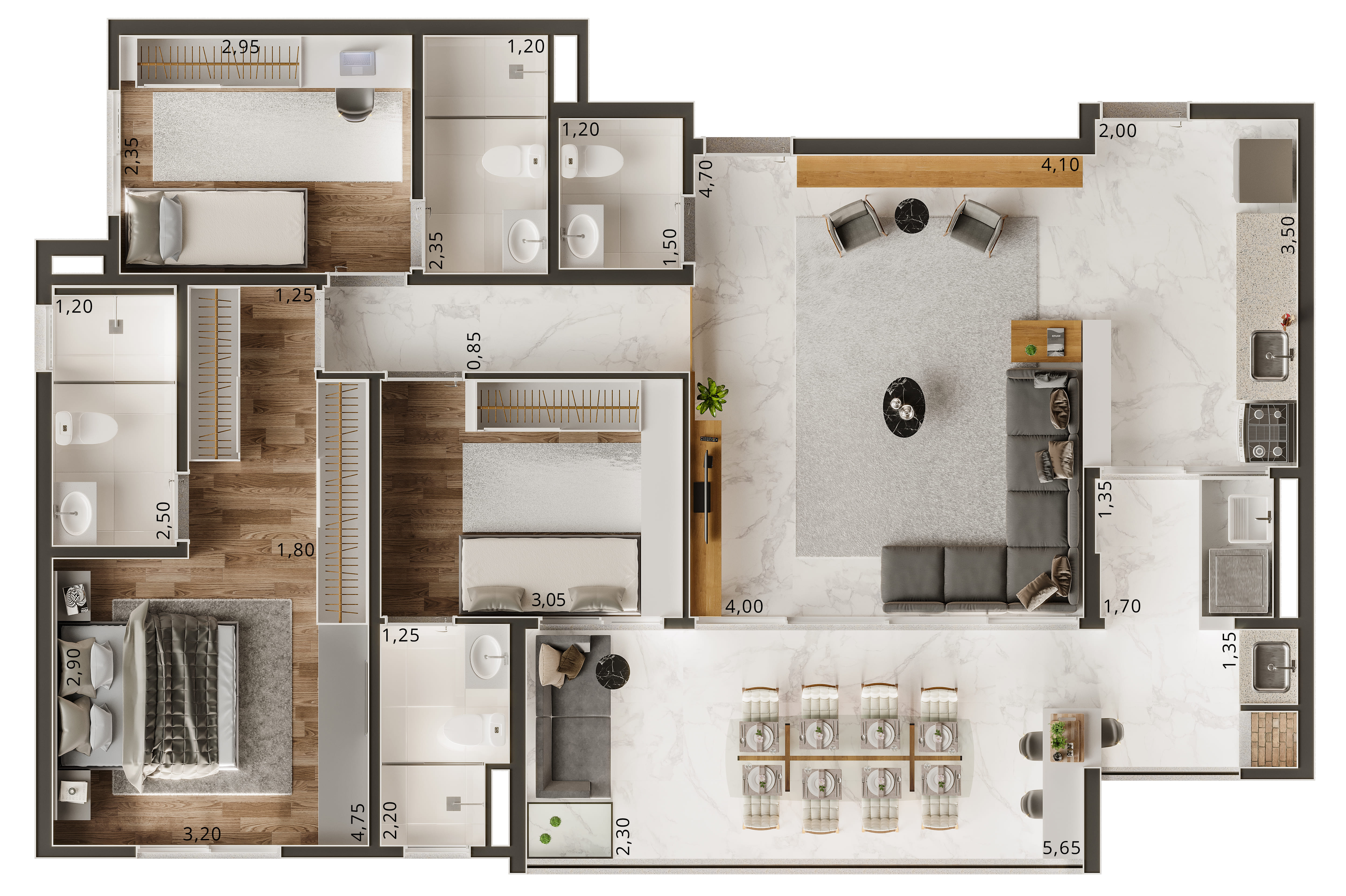 Apartamento à venda com 3 quartos, 101m² - Foto 2