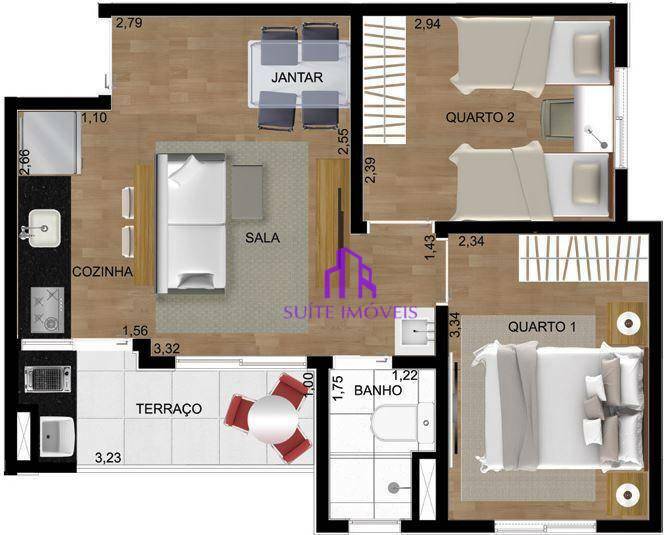 Apartamento à venda com 2 quartos, 41m² - Foto 2