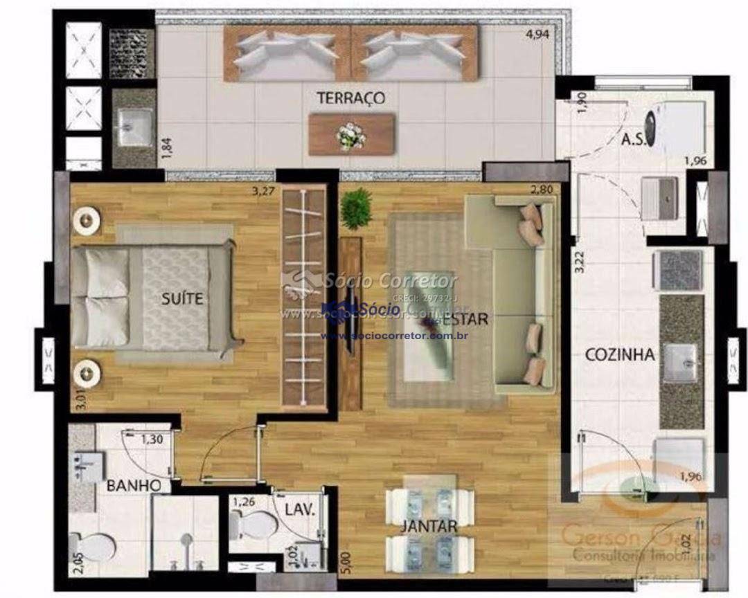 Apartamento à venda com 1 quarto, 60m² - Foto 5