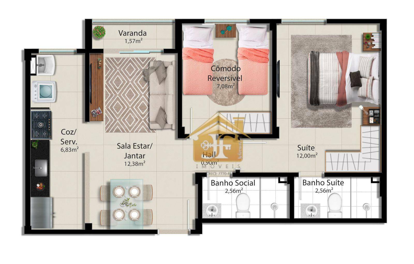 Apartamento à venda com 2 quartos, 51m² - Foto 6