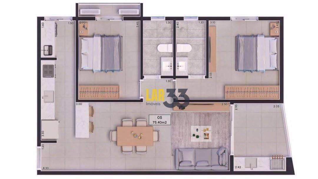 Apartamento à venda com 2 quartos, 71m² - Foto 2