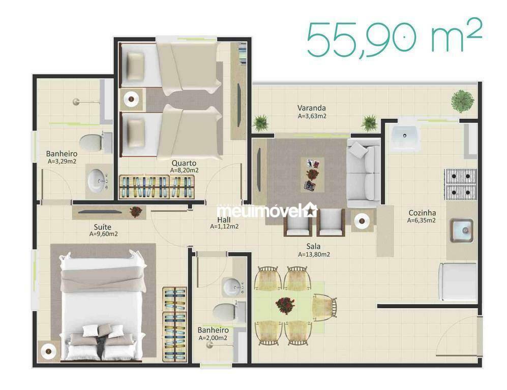 Apartamento Lançamentos com 2 quartos, 55M2 - Foto 18