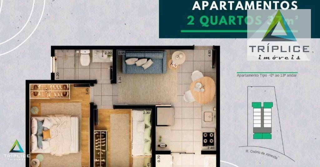 Apartamento à venda com 2 quartos, 37m² - Foto 2