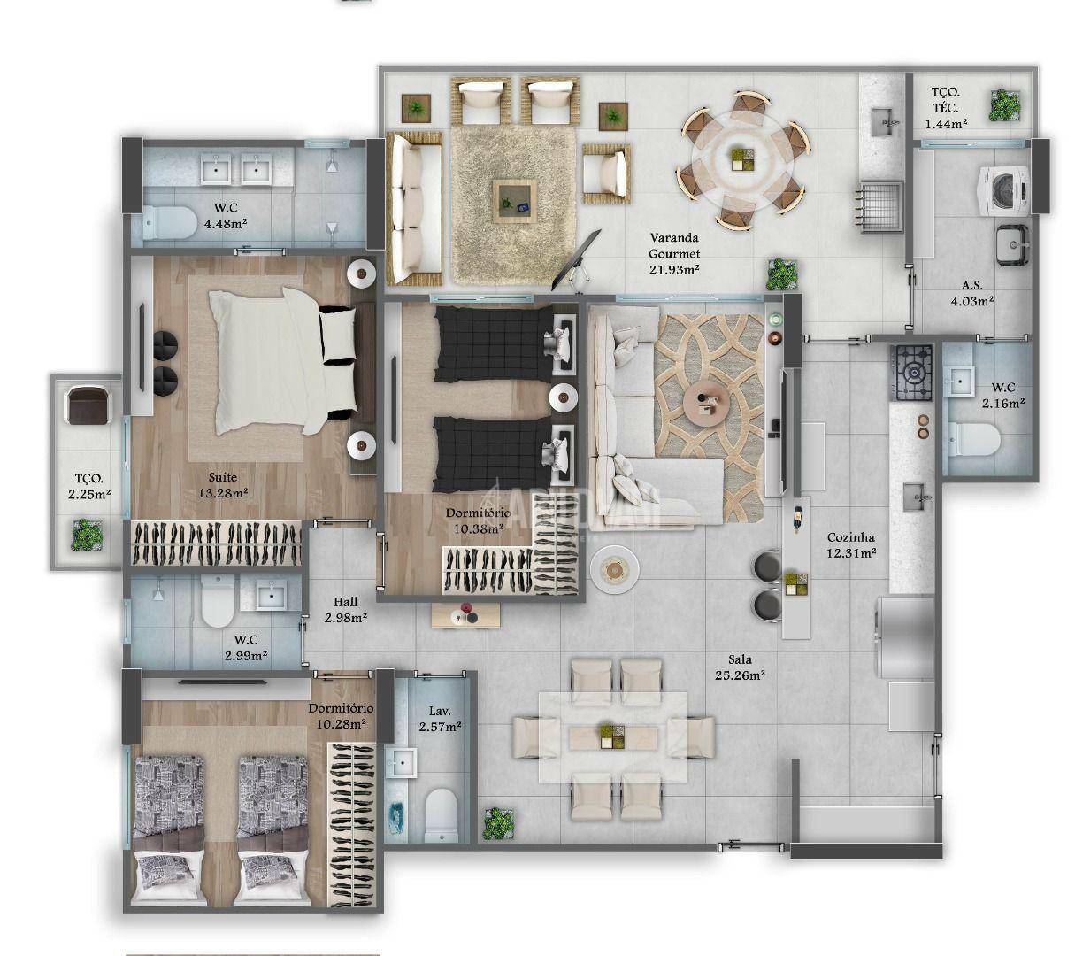 Apartamento à venda com 3 quartos, 127m² - Foto 2