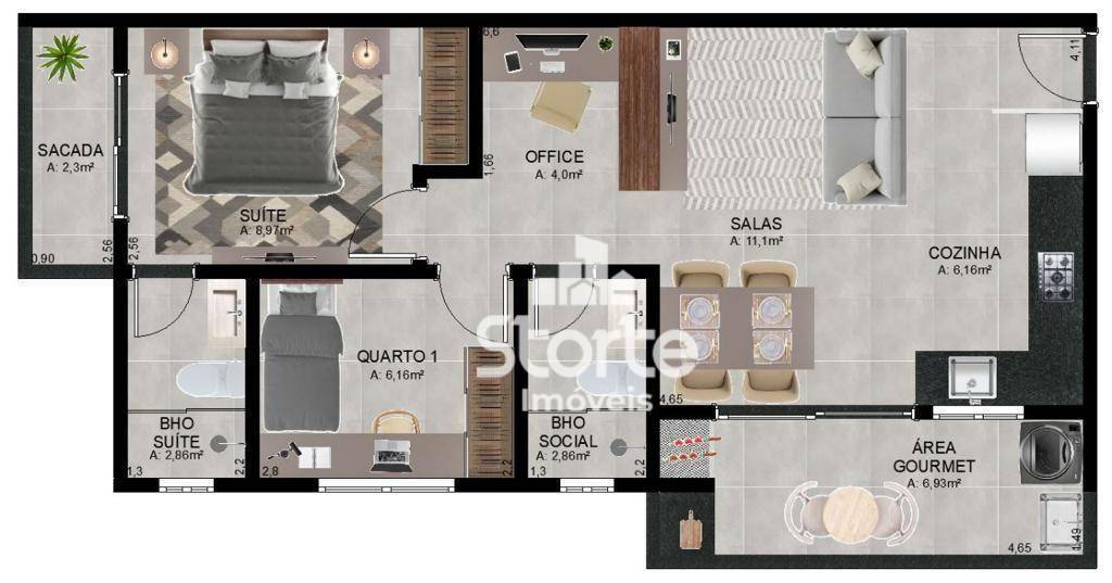 Apartamento à venda com 2 quartos, 67m² - Foto 7