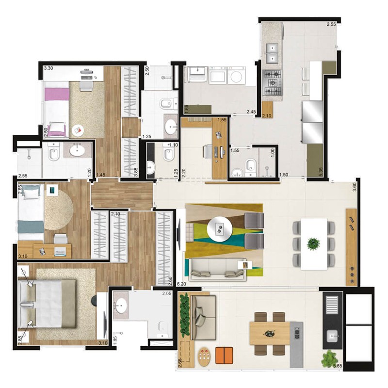 Apartamento à venda com 3 quartos, 118m² - Foto 2