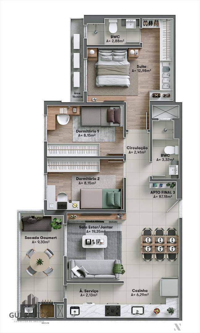 Apartamento à venda com 3 quartos, 87m² - Foto 8