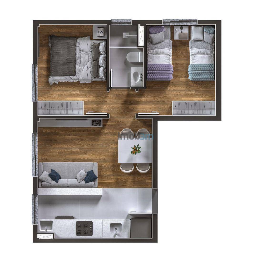 Apartamento à venda com 2 quartos, 37m² - Foto 3