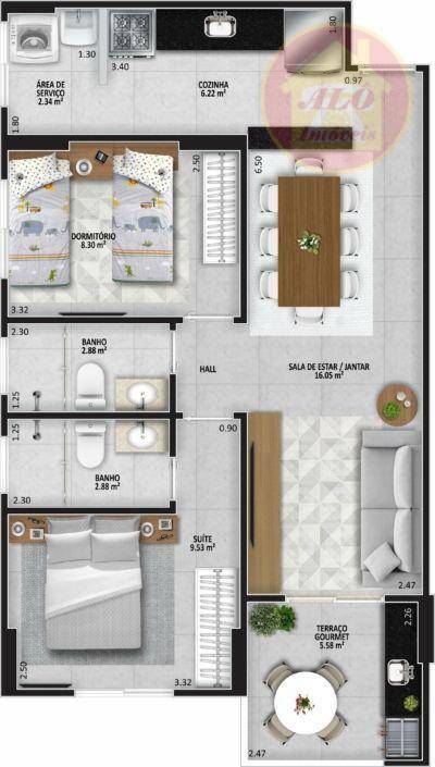 Apartamento à venda com 2 quartos, 63m² - Foto 3