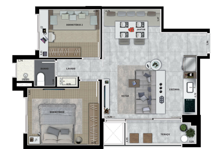 Apartamento à venda com 2 quartos, 51m² - Foto 7