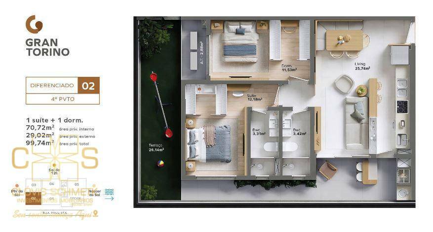 Apartamento à venda com 1 quarto, 77m² - Foto 19