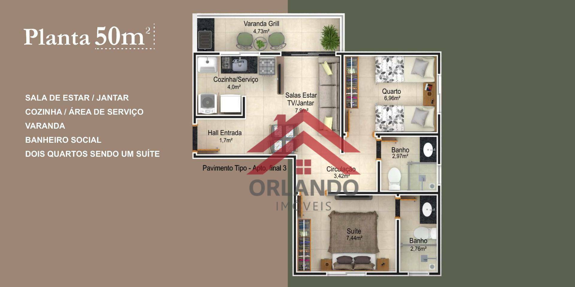 Apartamento à venda com 2 quartos, 50m² - Foto 7