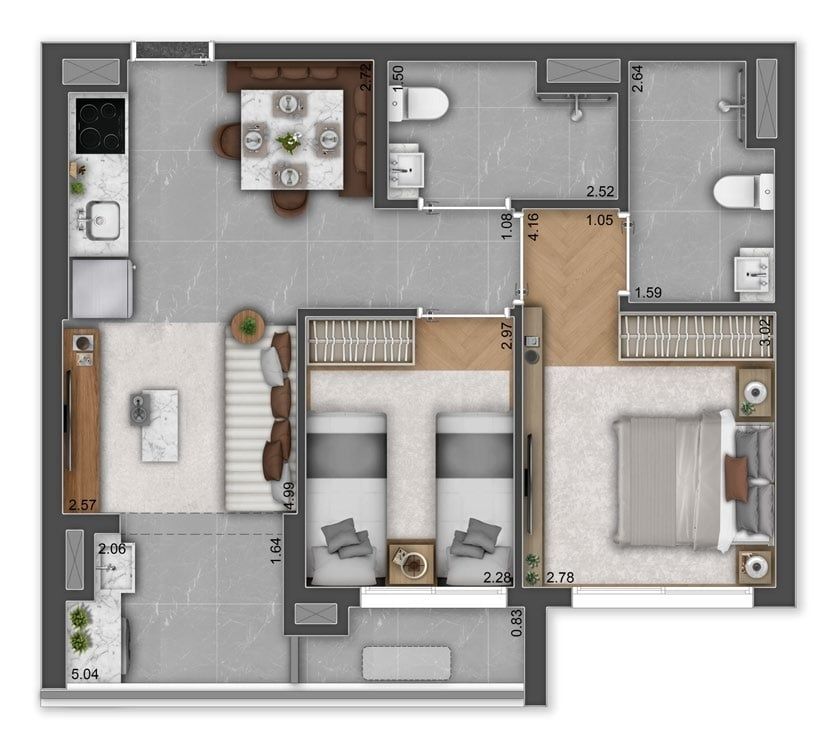 Apartamento à venda com 2 quartos, 56m² - Foto 4