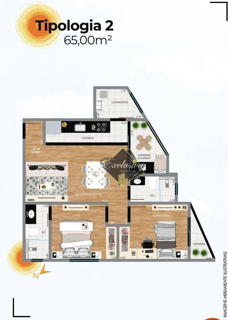 Apartamento à venda com 2 quartos, 65m² - Foto 2