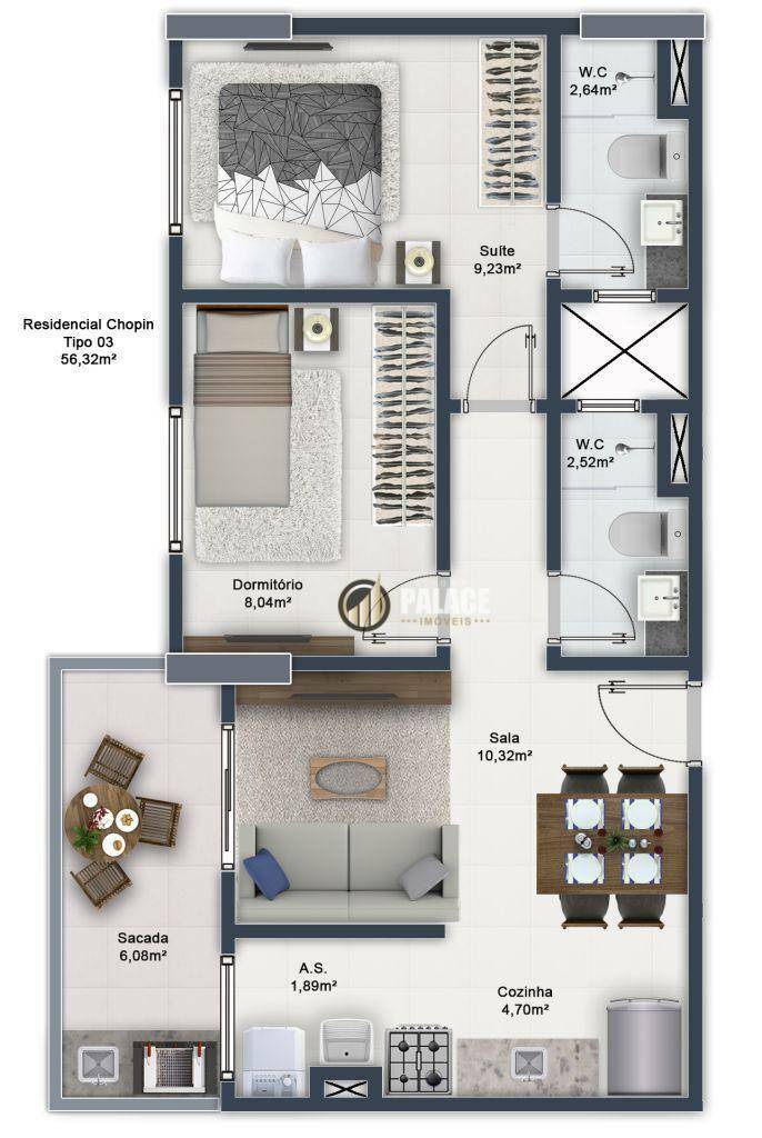 Apartamento à venda com 2 quartos, 57m² - Foto 49