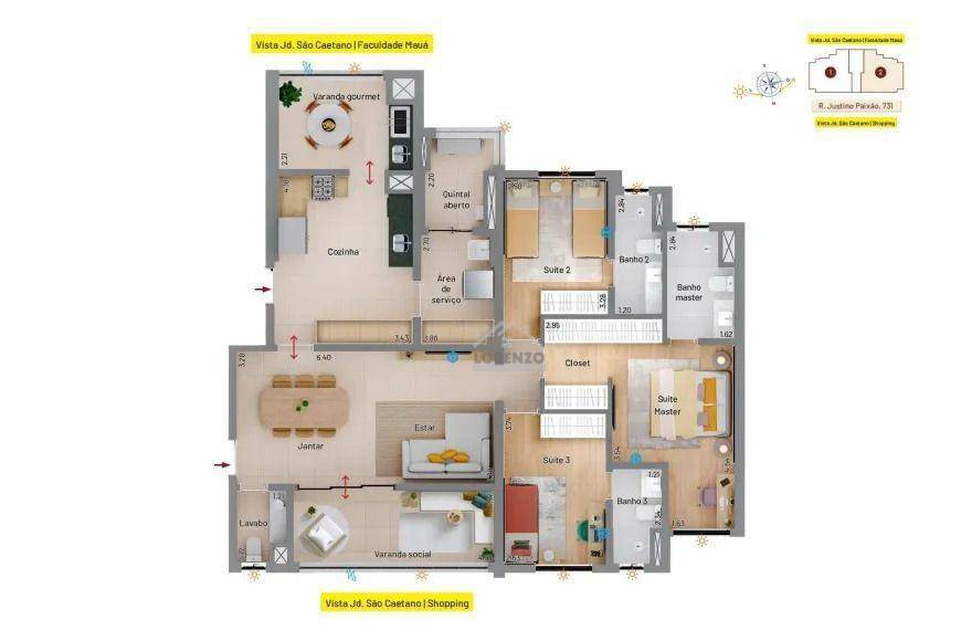 Apartamento à venda com 3 quartos, 132m² - Foto 2