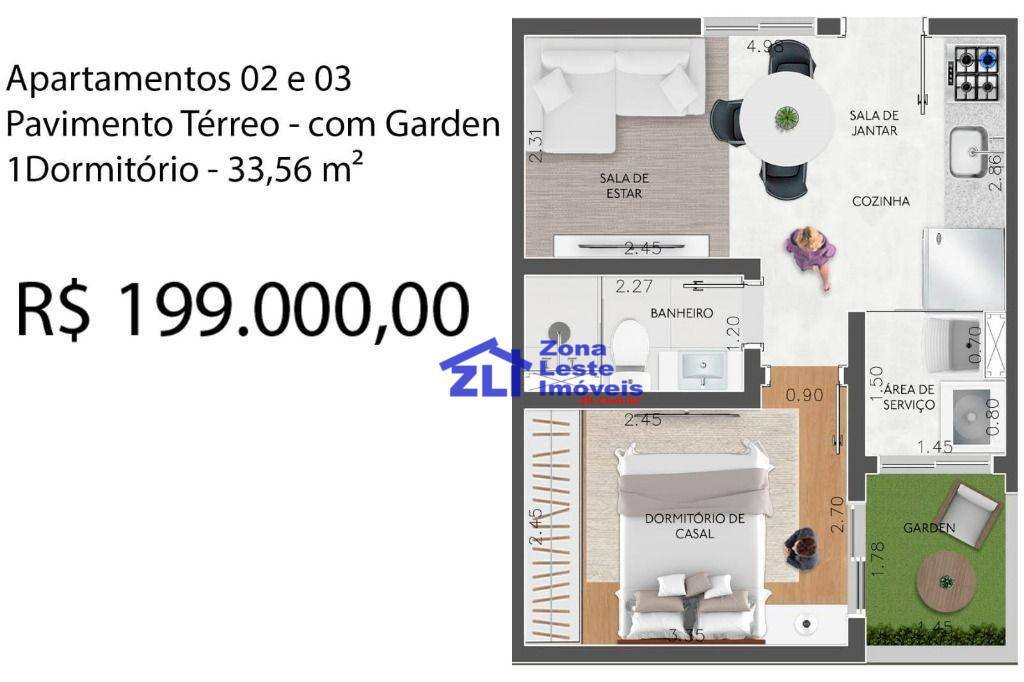 Apartamento à venda com 1 quarto, 33m² - Foto 2