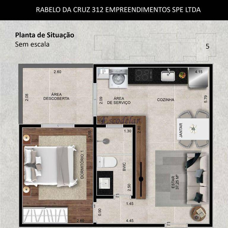 Apartamento à venda com 2 quartos, 45m² - Foto 5