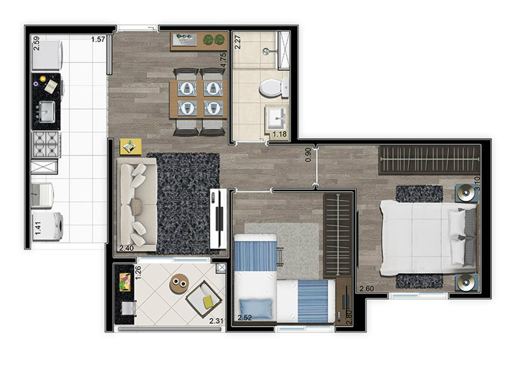 Apartamento à venda com 2 quartos, 47m² - Foto 7