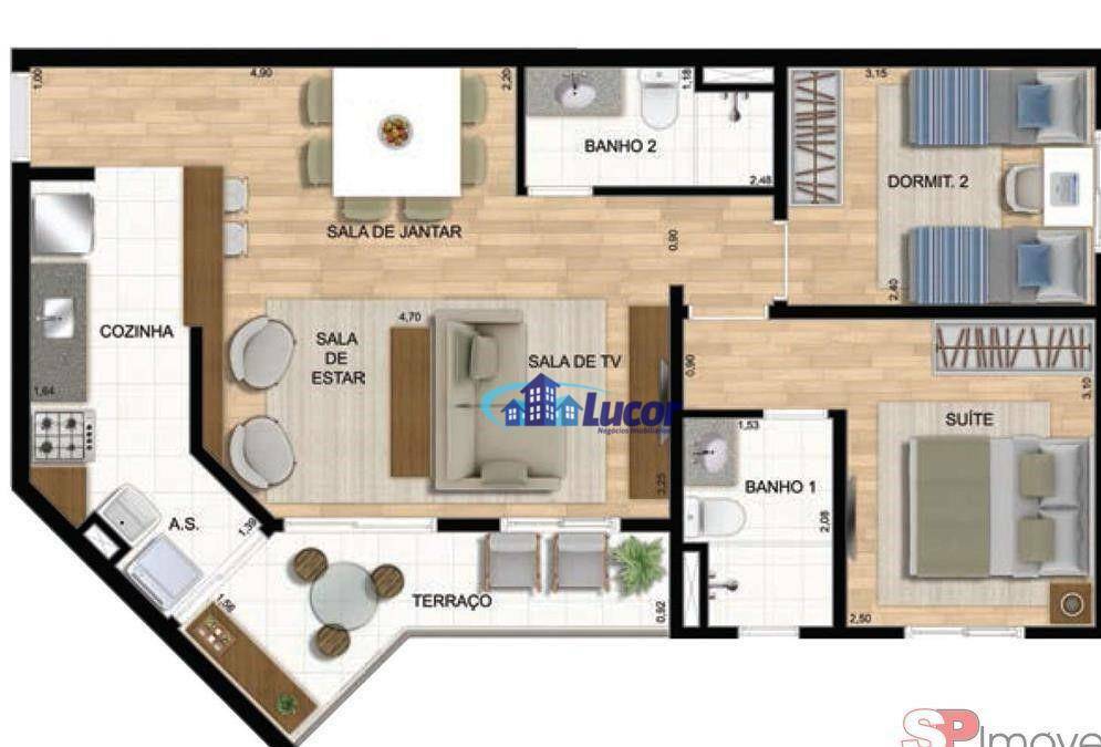 Apartamento à venda com 2 quartos, 65m² - Foto 2