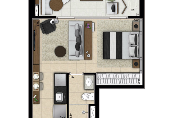 Apartamento à venda com 1 quarto, 42m² - Foto 5