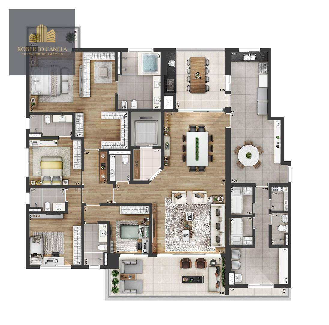 Apartamento à venda com 4 quartos, 313m² - Foto 1