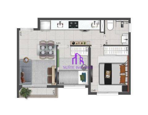 Apartamento à venda com 2 quartos, 41m² - Foto 1