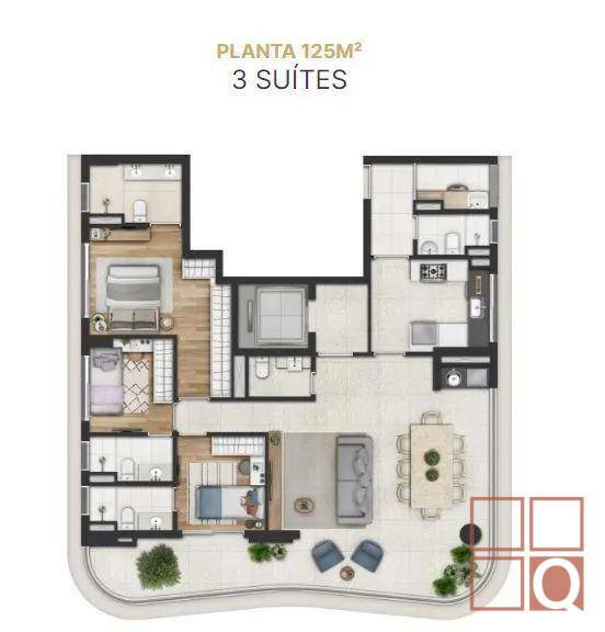 Apartamento à venda com 3 quartos, 125m² - Foto 5