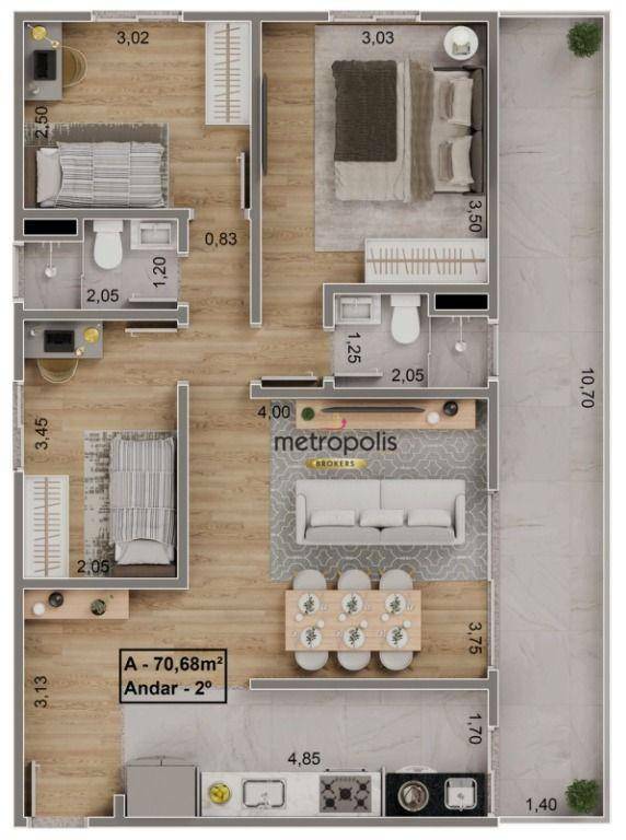 Apartamento à venda com 3 quartos, 70m² - Foto 11