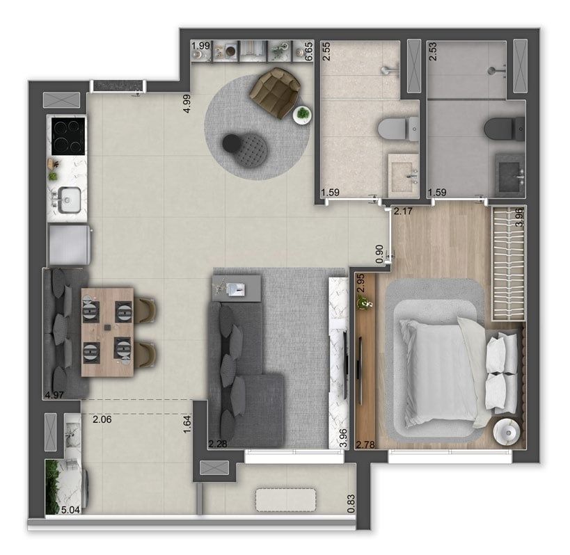 Apartamento à venda com 2 quartos, 56m² - Foto 3