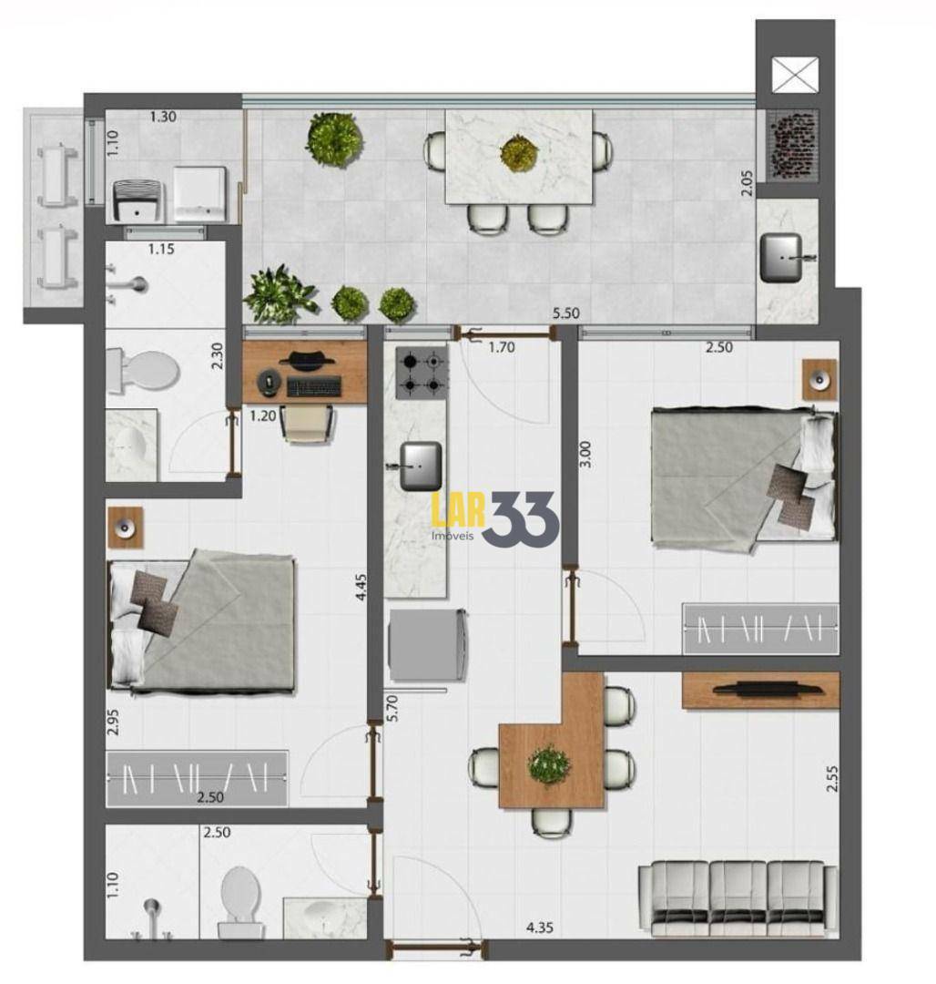 Apartamento à venda com 2 quartos, 60m² - Foto 8