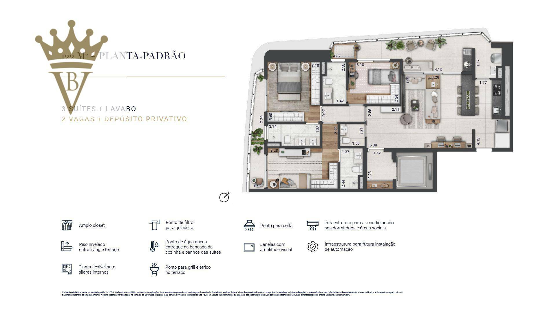 Apartamento à venda com 3 quartos, 122m² - Foto 2