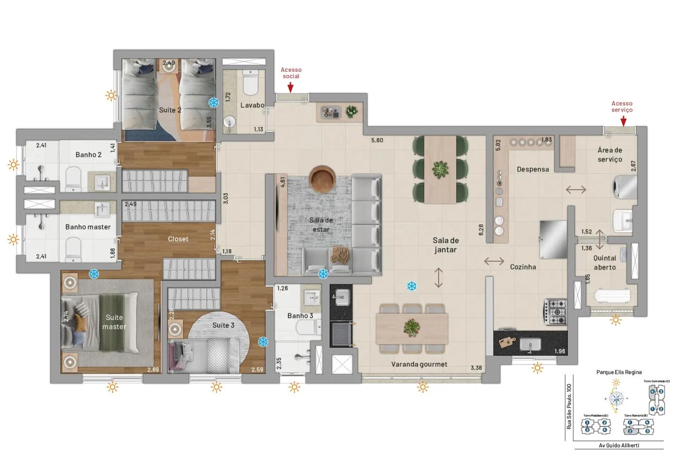 Apartamento à venda com 2 quartos, 89m² - Foto 3