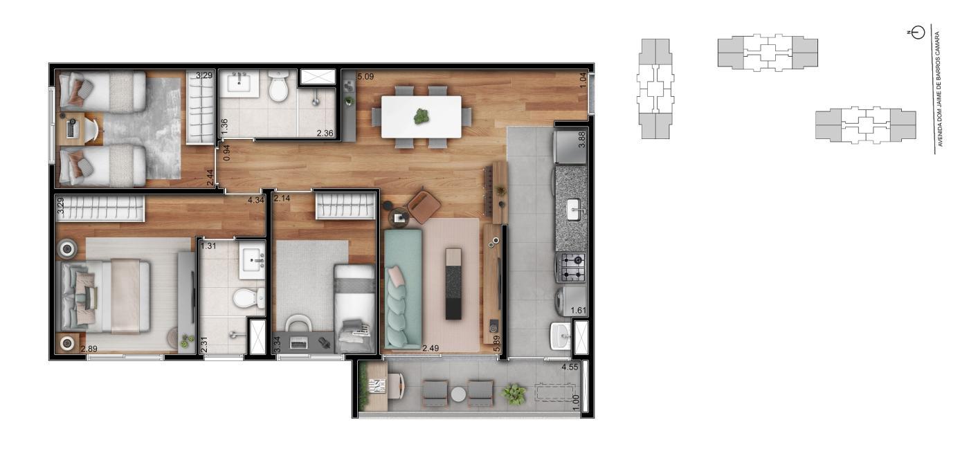 Apartamento à venda com 2 quartos, 54m² - Foto 8