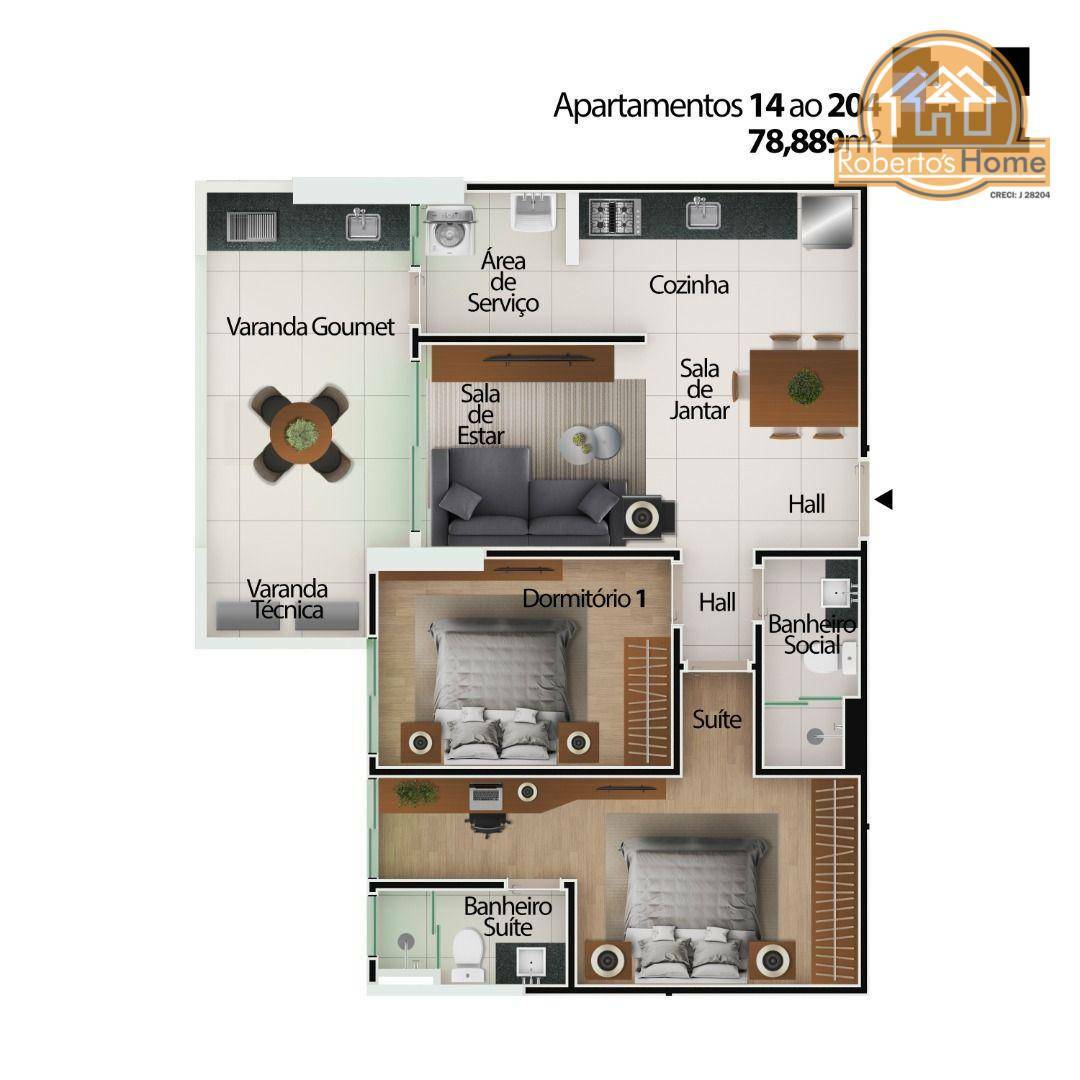 Apartamento à venda com 2 quartos, 78m² - Foto 8