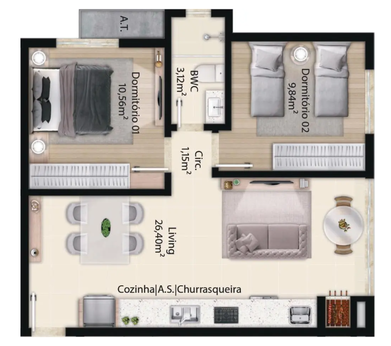 Apartamento à venda com 2 quartos, 54m² - Foto 6