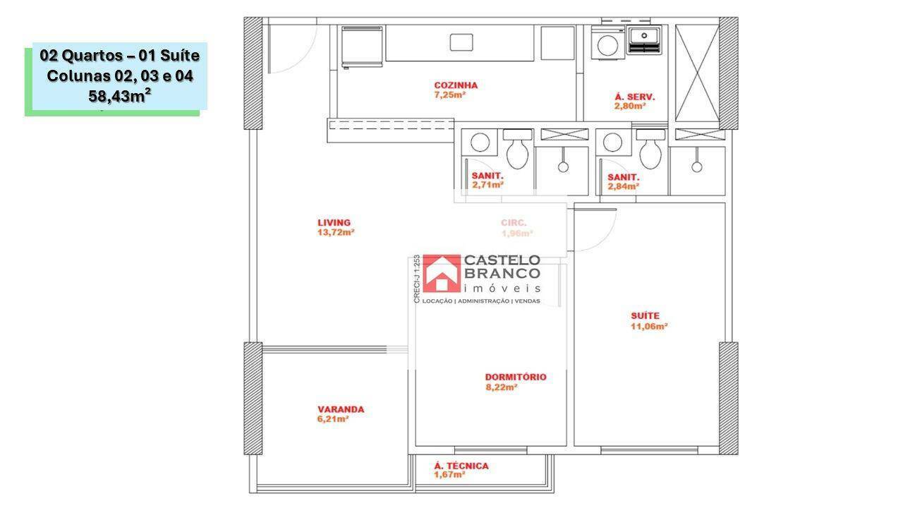 Apartamento à venda com 2 quartos, 58m² - Foto 6