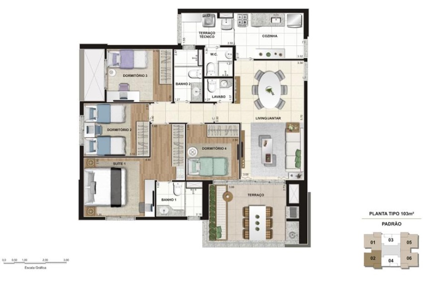 Apartamento à venda com 3 quartos, 103m² - Foto 1