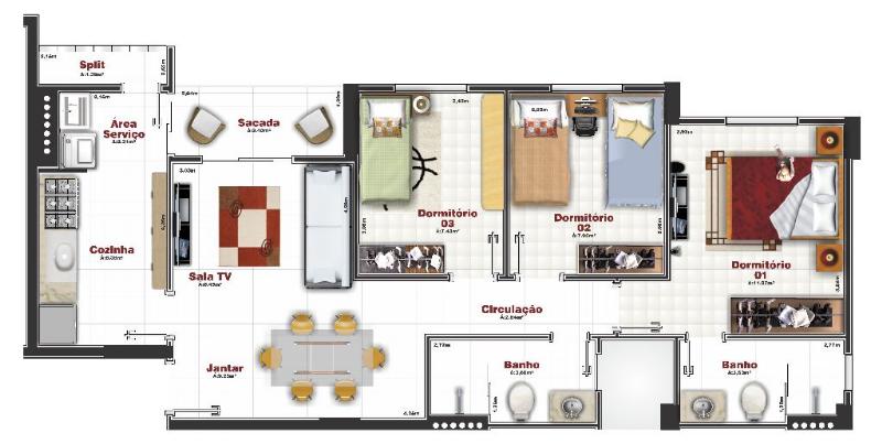 Apartamento à venda com 2 quartos, 76m² - Foto 5