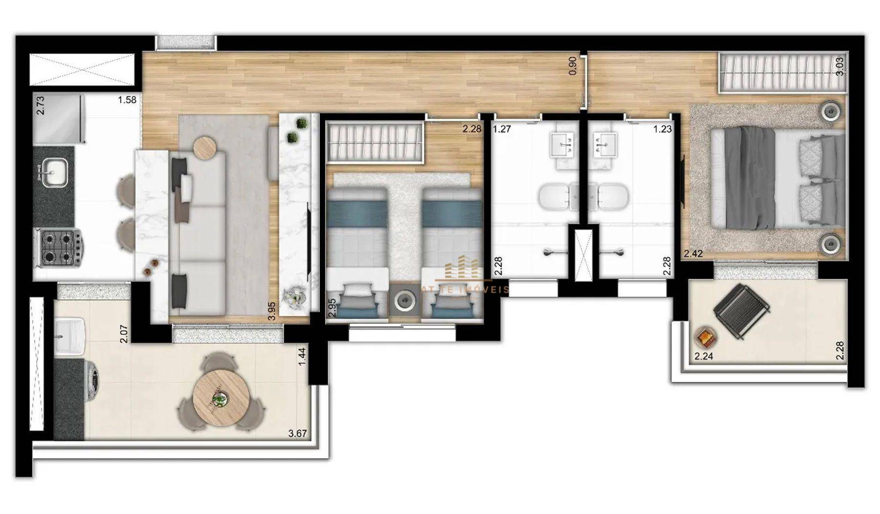 Apartamento à venda com 2 quartos, 60m² - Foto 9