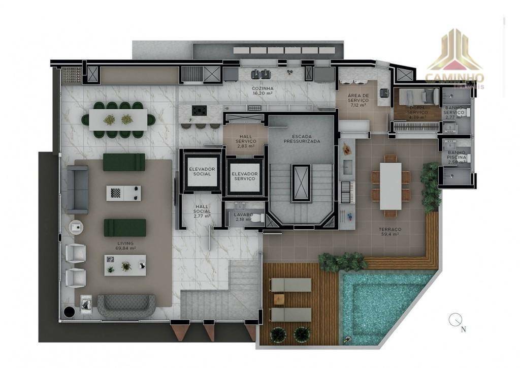 Apartamento à venda com 3 quartos, 206m² - Foto 8