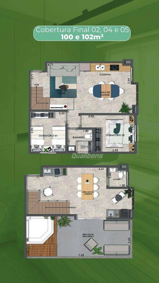 Cobertura à venda com 2 quartos, 101m² - Foto 3