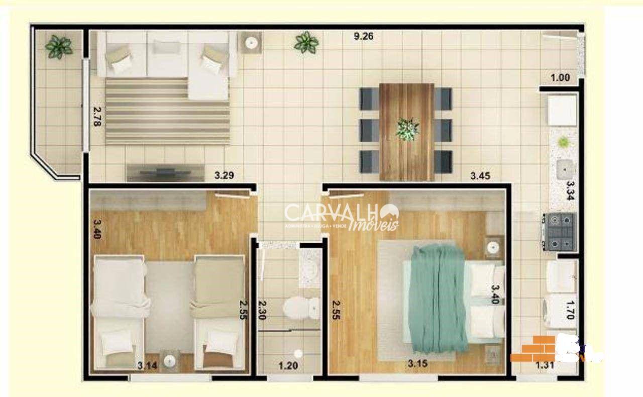 Apartamento à venda com 2 quartos, 68m² - Foto 2