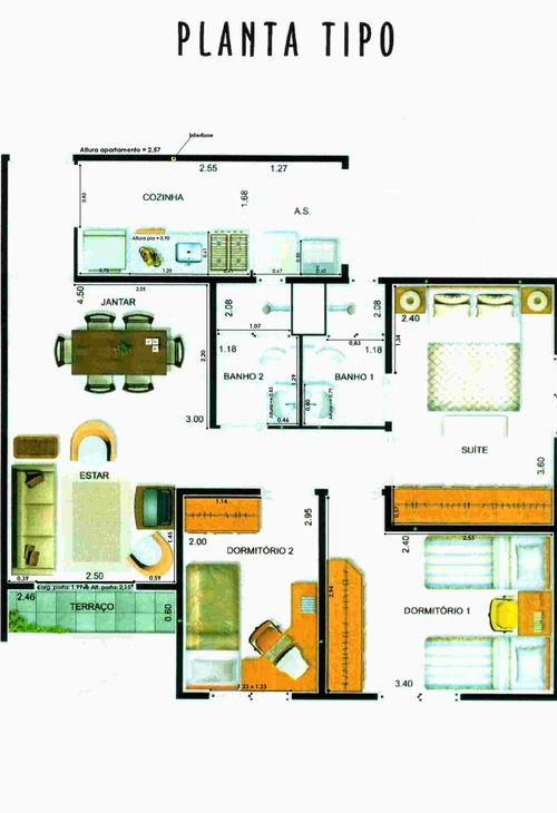 Apartamento à venda com 3 quartos, 60m² - Foto 2